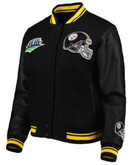 Mash Up Pittsburgh Steelers Black Varsity Jacket