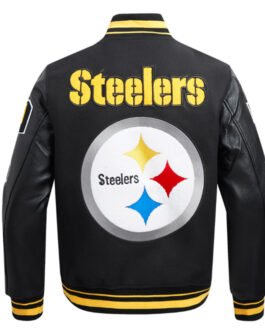 Pittsburgh Steelers Mashup Rib Varsity Wool/Leather Jacket