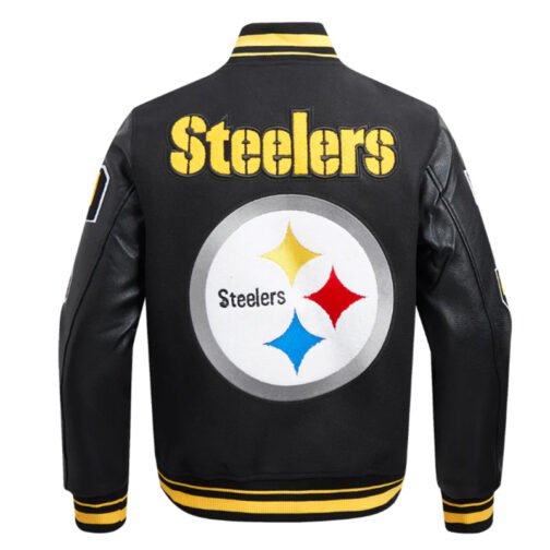 Pittsburgh Steelers Mashup Rib Varsity Wool/Leather Jacket - Image 2