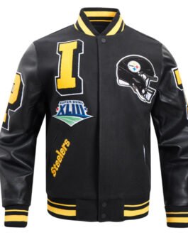 Pittsburgh Steelers Mashup Rib Varsity Wool/Leather Jacket