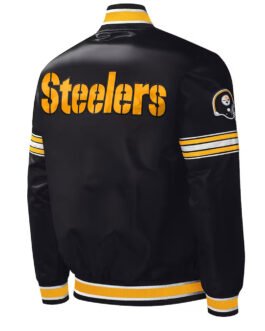 Pittsburgh Steelers Midfield Varsity Black Satin Jacket