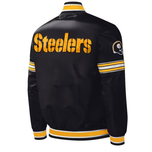 Pittsburgh Steelers Midfield Varsity Black Satin Jacket - Image 2