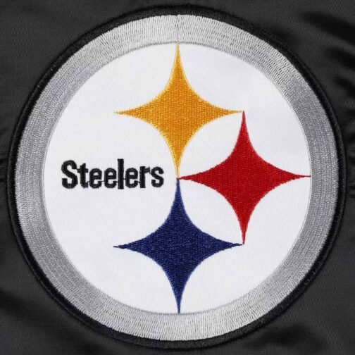 Pittsburgh Steelers Midfield Varsity Black Satin Jacket - Image 4