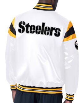 Pittsburgh Steelers Midweight White Satin Jacket