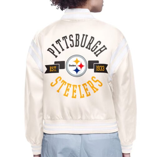 Pittsburgh Steelers Printed Logo Varsity Satin Jacket - Image 4