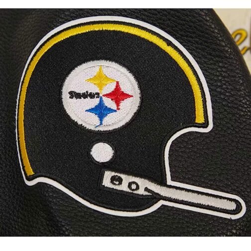 Pittsburgh Steelers Retro Classic Varsity Cream and Black Jacket - Image 5