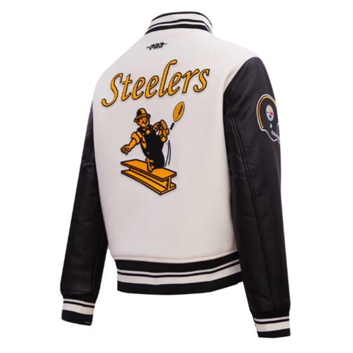 Retro Classic Rib Pittsburgh Steelers Varsity Jacket - Image 7