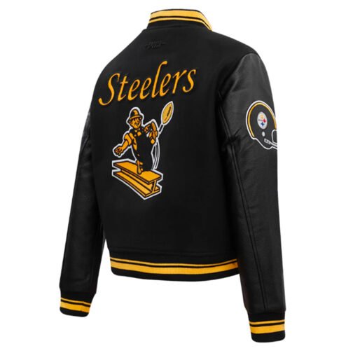 Retro Classic Rib Pittsburgh Steelers Varsity Jacket - Image 8