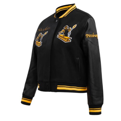 Retro Classic Rib Pittsburgh Steelers Varsity Jacket - Image 6