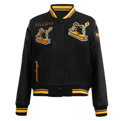 Retro Classic Rib Pittsburgh Steelers Varsity Jacket - Image 2