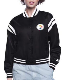 Pittsburgh Steelers Printed Logo Varsity Satin Jacket