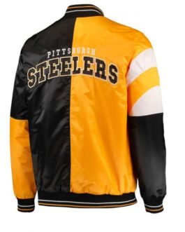 Satin Pittsburgh Steelers Yellow and Black Varsity Jacket