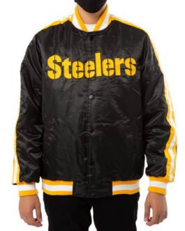 Pittsburgh Steelers Striped Satin Black Jacket