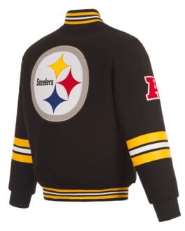 Pittsburgh Steelers Striped Black Varsity Wool Jacket