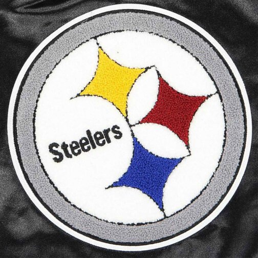 Pittsburgh Steelers Striped Heavyweight Black Satin Jacket - Image 3
