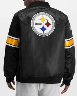 Pittsburgh Steelers Striped Heavyweight Black Satin Jacket