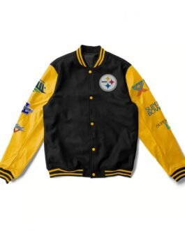 6X Pittsburgh Steelers Super Bowl Champions Yellow/Black Varsity Jacket