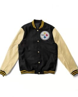 Varsity Pittsburgh Steelers Black and Cream Jacket