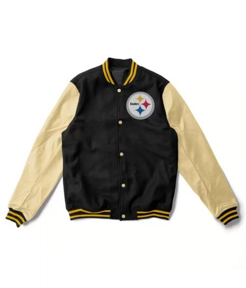 Varsity Pittsburgh Steelers Black and Cream Jacket