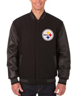 Pittsburgh Steelers Black Varsity Wool & Leather Jacket