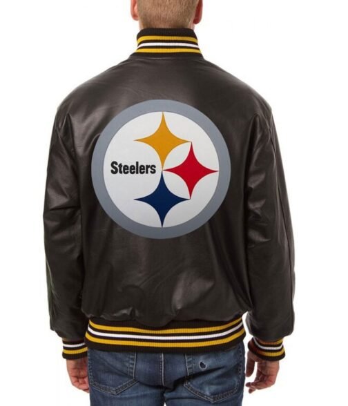 Varsity Pittsburgh Steelers Black Leather Jacket - Image 2