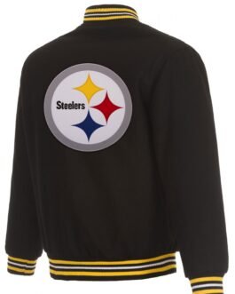 Pittsburgh Steelers Bomber Black Wool Jacket