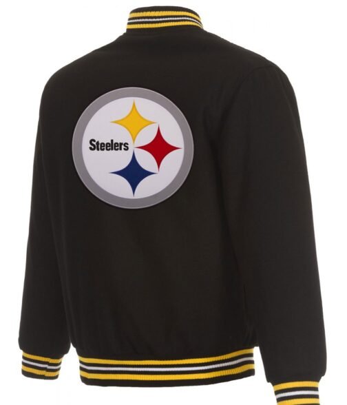 Pittsburgh Steelers Bomber Black Wool Jacket - Image 2