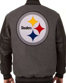 Pittsburgh Steelers Black and Gray Varsity Jacket