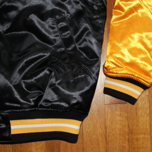 Pittsburgh Steelers Yellow and Black Super Bowl Satin Jacket - Image 5