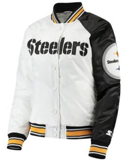 Hometown Pittsburgh Steelers White/Black Satin Jacket