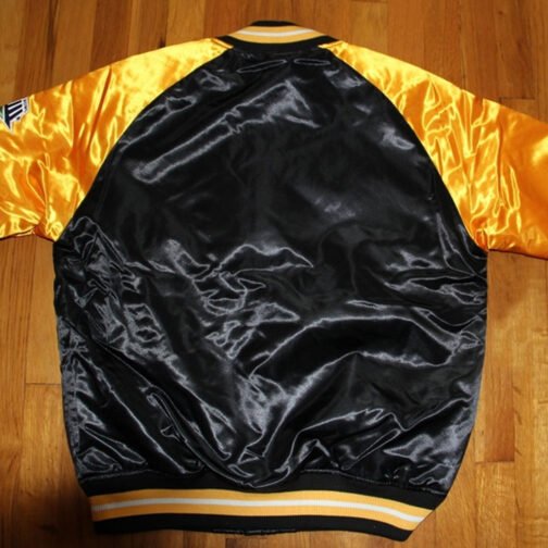Pittsburgh Steelers Yellow and Black Super Bowl Satin Jacket - Image 4