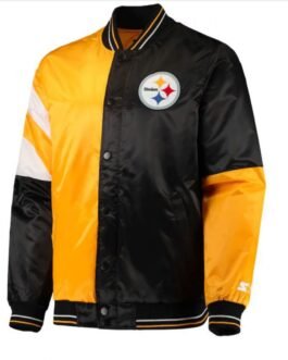 Satin Pittsburgh Steelers Yellow and Black Varsity Jacket