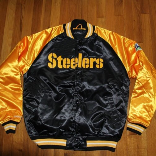 Pittsburgh Steelers Yellow and Black Super Bowl Satin Jacket - Image 3