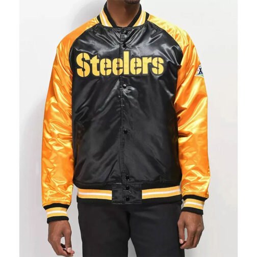 Pittsburgh Steelers Yellow and Black Super Bowl Satin Jacket - Image 2