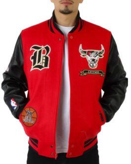 Chicago Bulls Plaid Patches Varsity Jacket