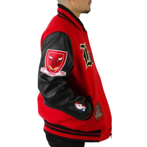 Chicago Bulls Plaid Patches Varsity Jacket - Image 5