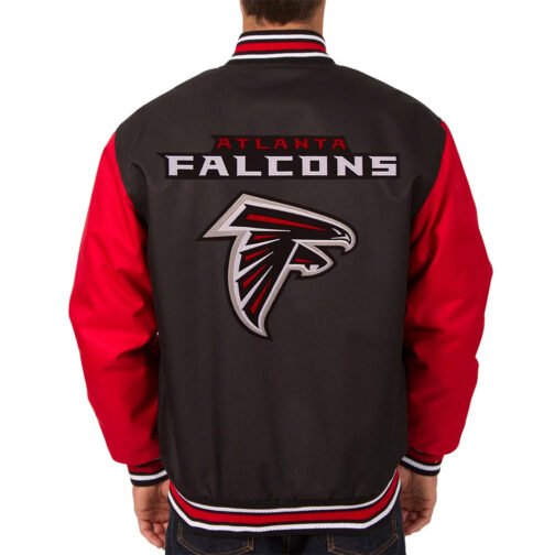 Poly Twill Atlanta Falcons Varsity Black and Red Jacket - Image 2