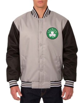 Gray/Black Boston Celtics Poly Twill Jacket