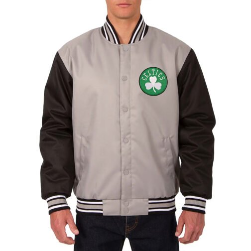 Gray/Black Boston Celtics Poly Twill Jacket