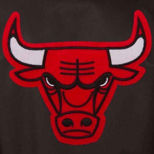 Chicago Bulls Poly Twill Black and Red Jacket - Image 3