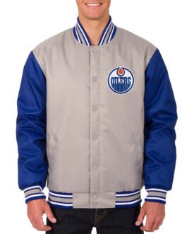 Edmonton Oilers Gray/Blue Poly Twill Jacket