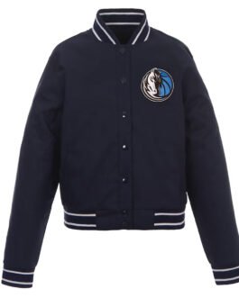 Dallas Mavericks Navy Poly-Twill Front-Hit Jacket