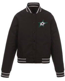 Dallas Stars Front-Hit Poly-Twill Black Jacket