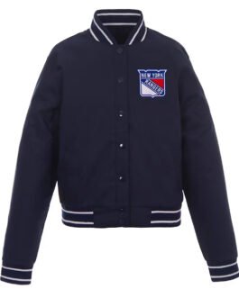 Navy NY Rangers Poly-Twill Front-Hit Jacket