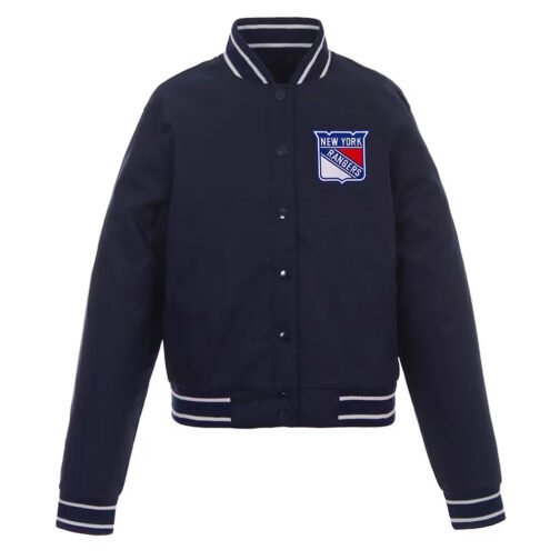 Navy NY Rangers Poly-Twill Front-Hit Jacket