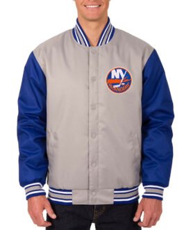 NY Islanders Front Hit Gray and Blue Jacket