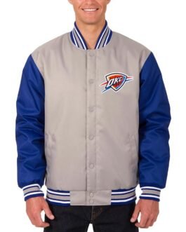 Oklahoma City Thunder Gray/Royal Varsity Poly Twill  Jacket