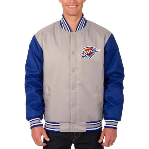 Oklahoma City Thunder Gray/Royal Varsity Poly Twill  Jacket