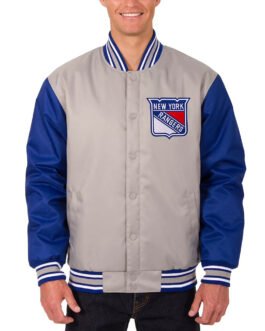 NY Rangers Two Hit Poly-Twill Gray and Blue Jacket