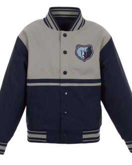 Youth Memphis Grizzlies Poly Twill Gray/Navy Jacket